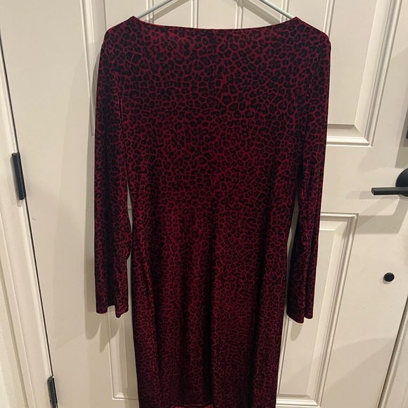 Vintage 8 CDC Red velvet leopard/cheetah print with Long Sleeves for Cocktail - Picture 6 of 9